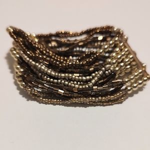 beautiful multi colored gold multi strand stretch bracelet